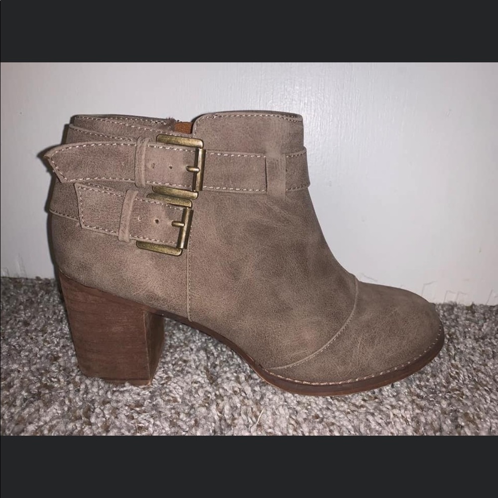 greyish tan booties